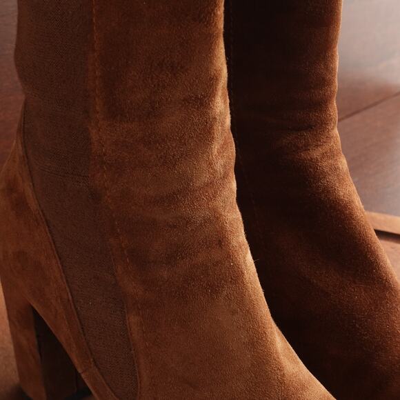 Stuart Weitzman Boots Women SZ 11 Brown Fifer 80 Suede Pull On Stretch Heel READ - Picture 5 of 16